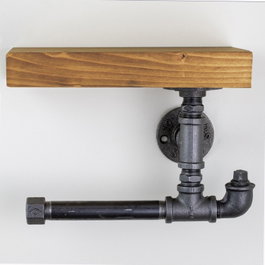 Hanah Home Estantería de Tubos Boruraf063 Madera de Abeto y Metal Negro Nogal Estilo Industrial Rústico y Moderno